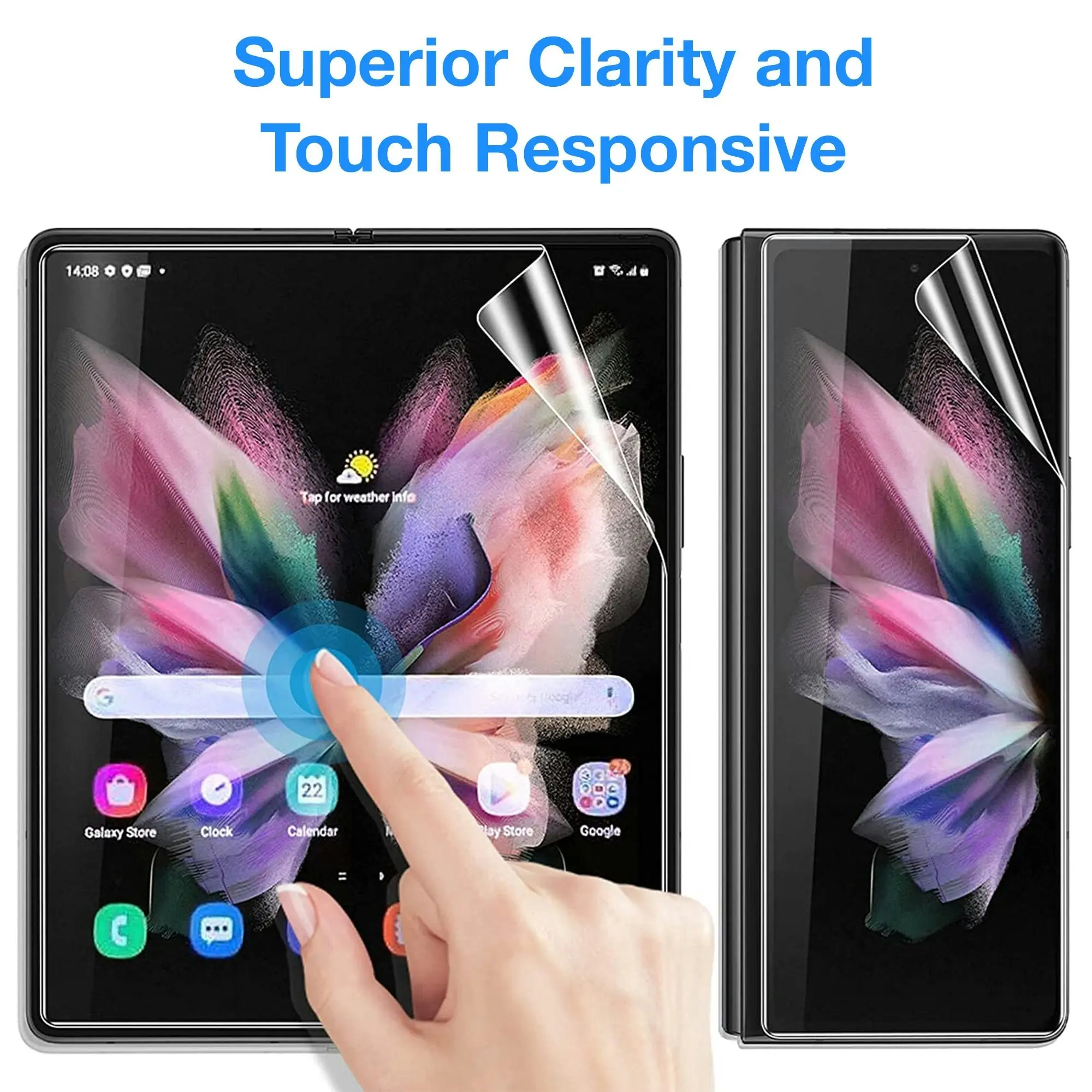 [3x in 1] MEZON Samsung Galaxy Z Fold5 Premium Hydrogel Clear Edge-to-Edge Full Coverage Screen Protector Fingerprint Film