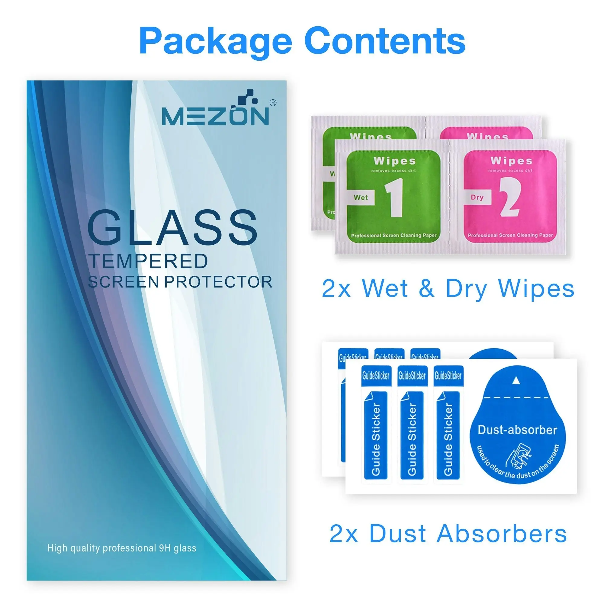 [2 Pack] MEZON Full Coverage Apple iPhone XS Max (6.5") Tempered Glass Crystal Clear Premium 9H HD Screen Protector