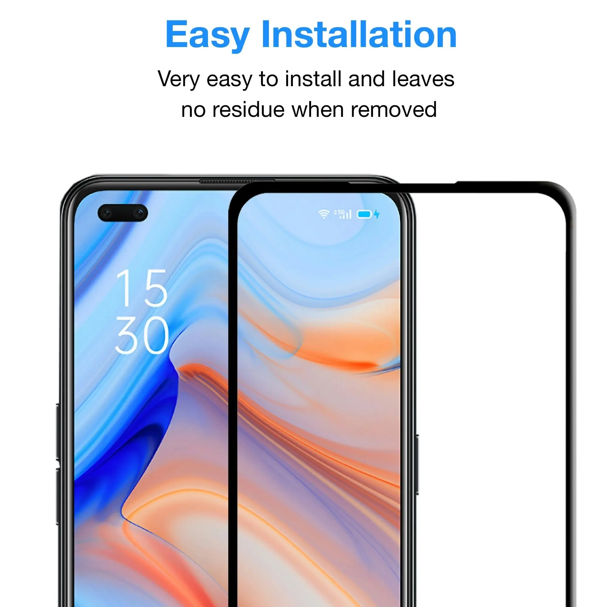 [2 Pack] MEZON Full Coverage OPPO Reno4 5G Tempered Glass Crystal Clear Premium 9H HD Screen Protector (OPPO Reno4 5G, 9H Full)