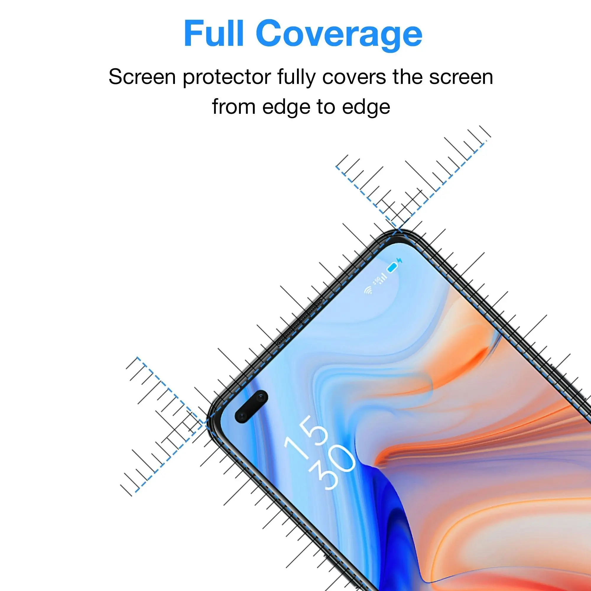 [2 Pack] MEZON Full Coverage OPPO Reno4 5G Tempered Glass Crystal Clear Premium 9H HD Screen Protector (OPPO Reno4 5G, 9H Full)