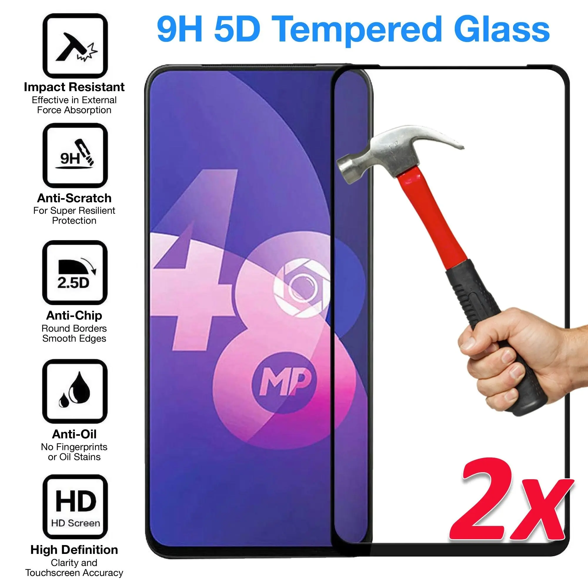 [2 Pack] MEZON Full Coverage OPPO Reno2 Z Tempered Glass Crystal Clear Premium 9H HD Screen Protector (OPPO Reno2 Z, 9H Full)