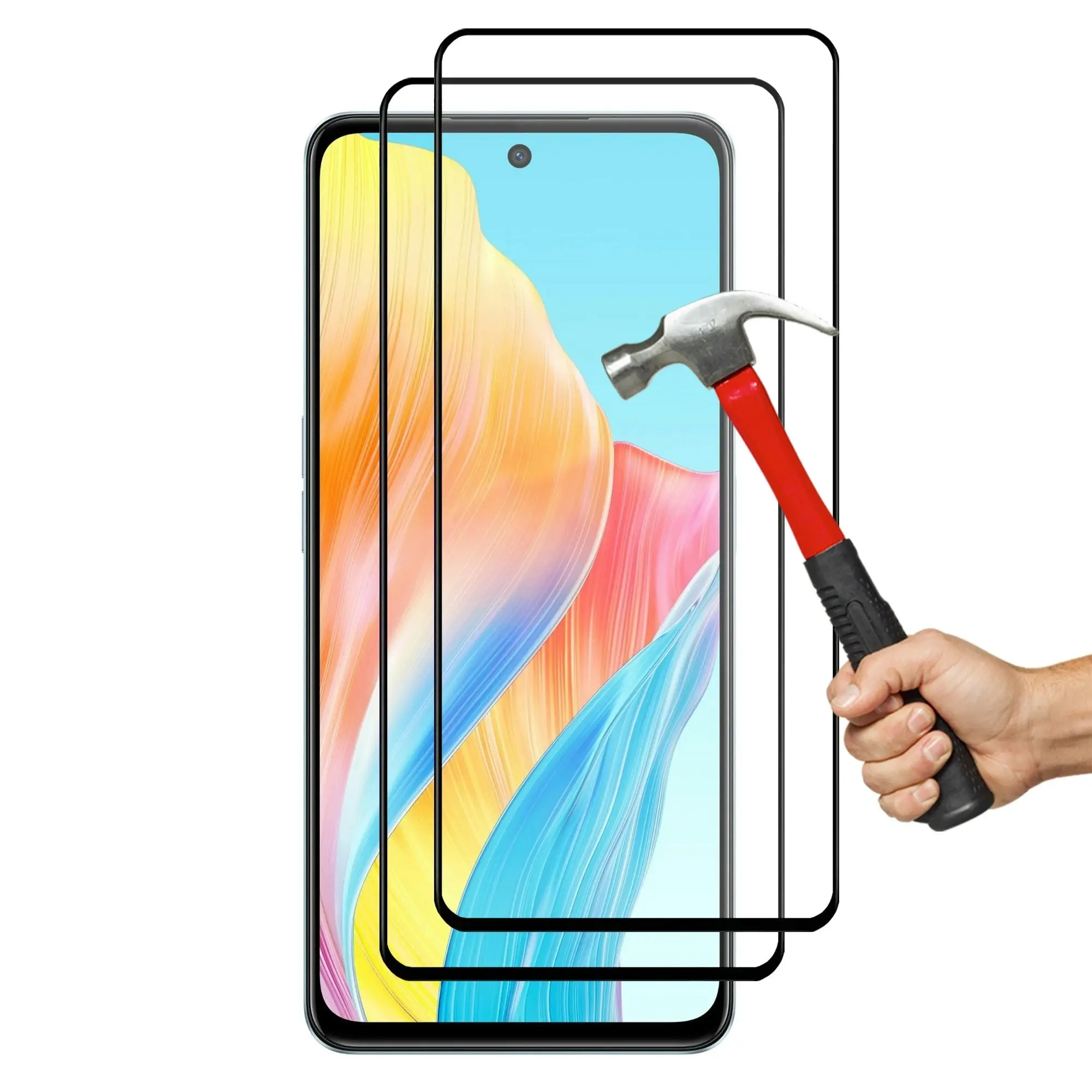 [2 Pack] MEZON Full Coverage Tempered Glass for OPPO A98 5G Crystal Clear Premium 9H HD Screen Protector (OPPO A98 5G, 9H Full)