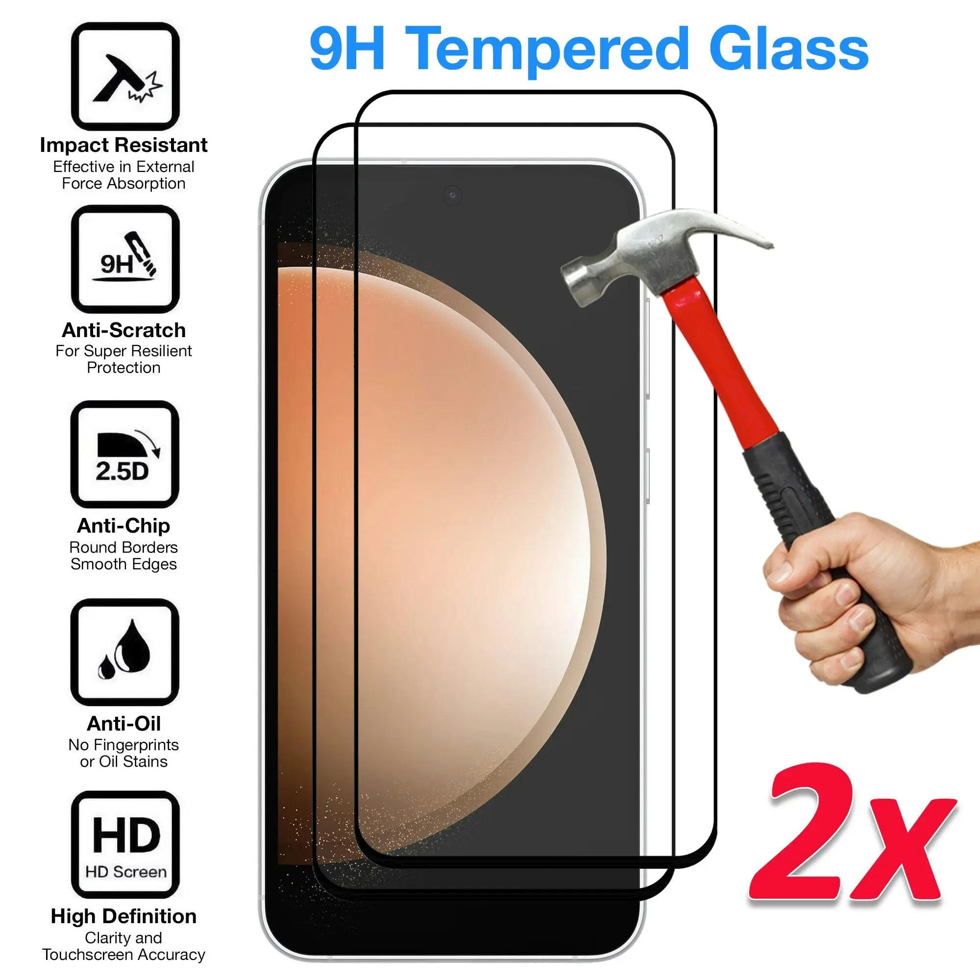 [2 Pack] MEZON Full Coverage Samsung Galaxy S23 FE (6.4") Crystal Clear Premium 9H HD Tempered Glass