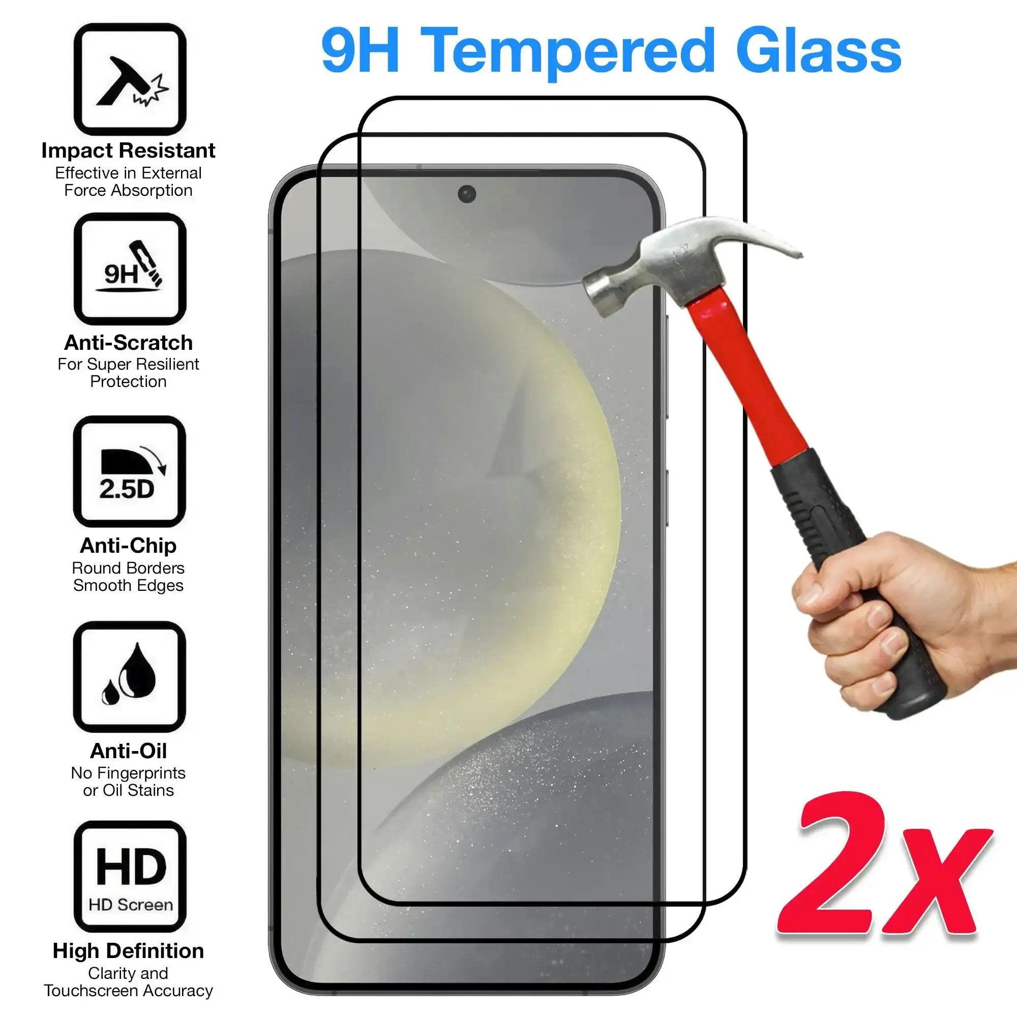 [2 Pack] MEZON Full Coverage Samsung Galaxy S24+ (6.7") Crystal Clear Fingerprint Unlock Premium 9H HD Tempered Glass