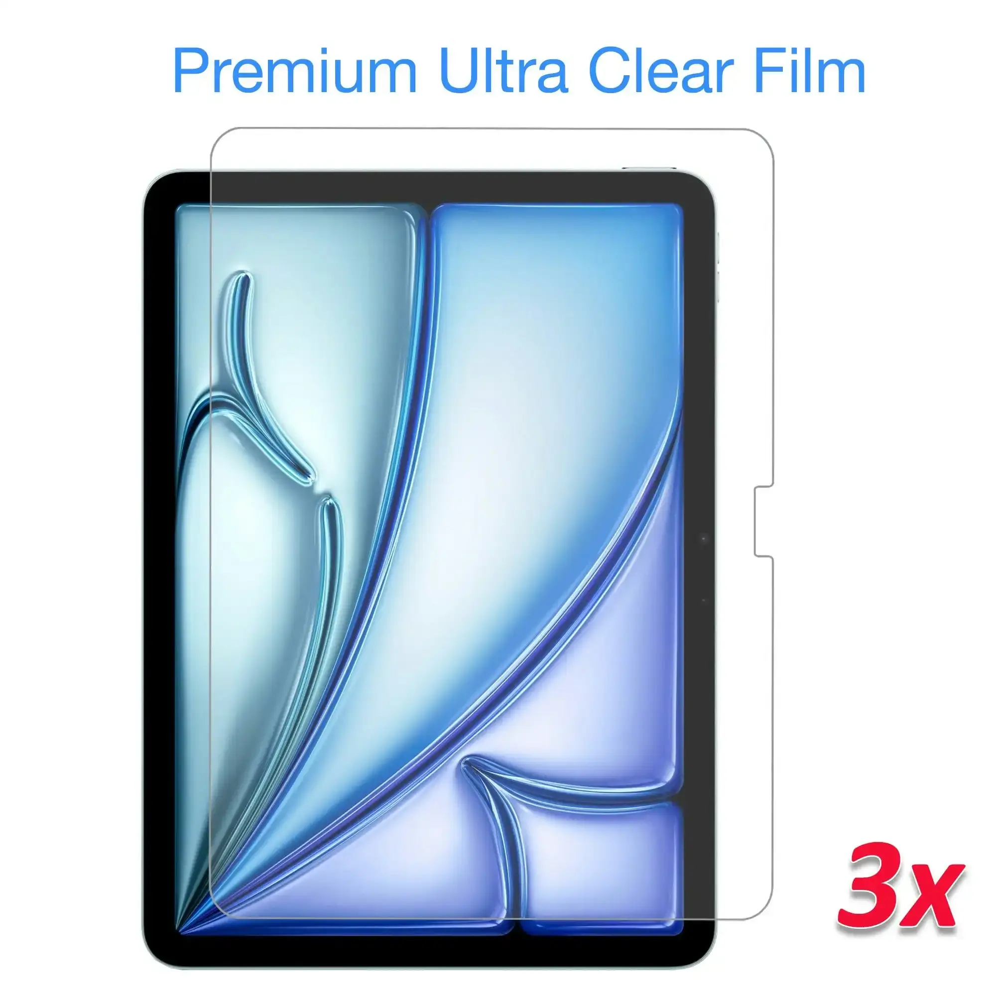 [3 Pack] MEZON Apple iPad Air 11" (2024) M2 Ultra Clear Film Screen Protector Case and Pencil Friendly (iPad Air 11" M2, Clear)