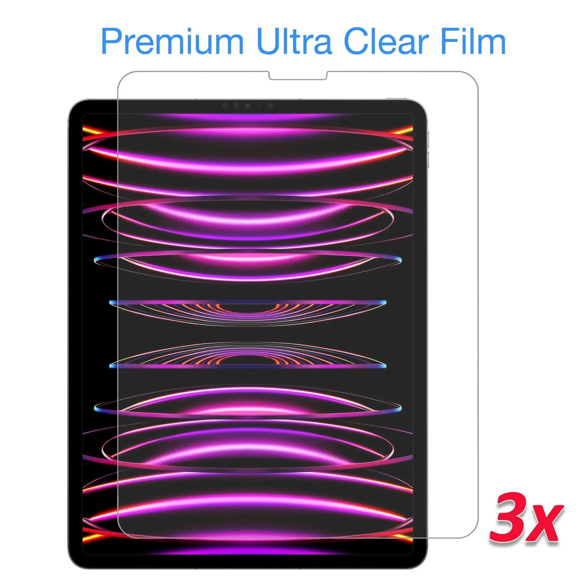 [3 Pack] MEZON Apple iPad Pro 12.9" M2 2022 Ultra Clear Film Case and Pencil Friendly Screen Protector