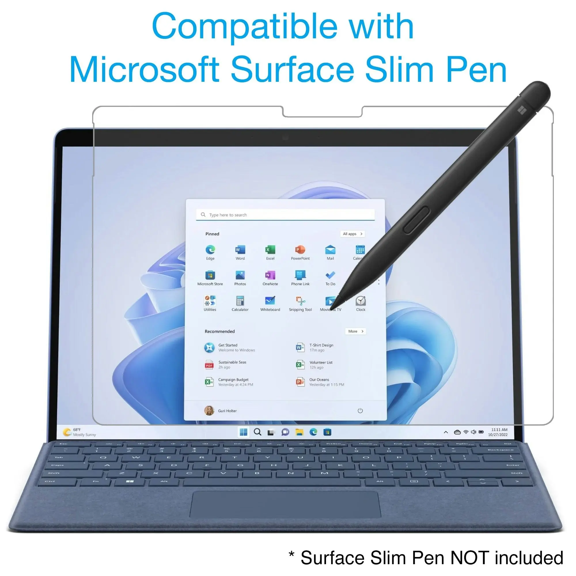 [3 Pack] MEZON Microsoft Surface Pro 9 (13") Ultra Clear Film Screen Protector – Case and Surface Pen Friendly