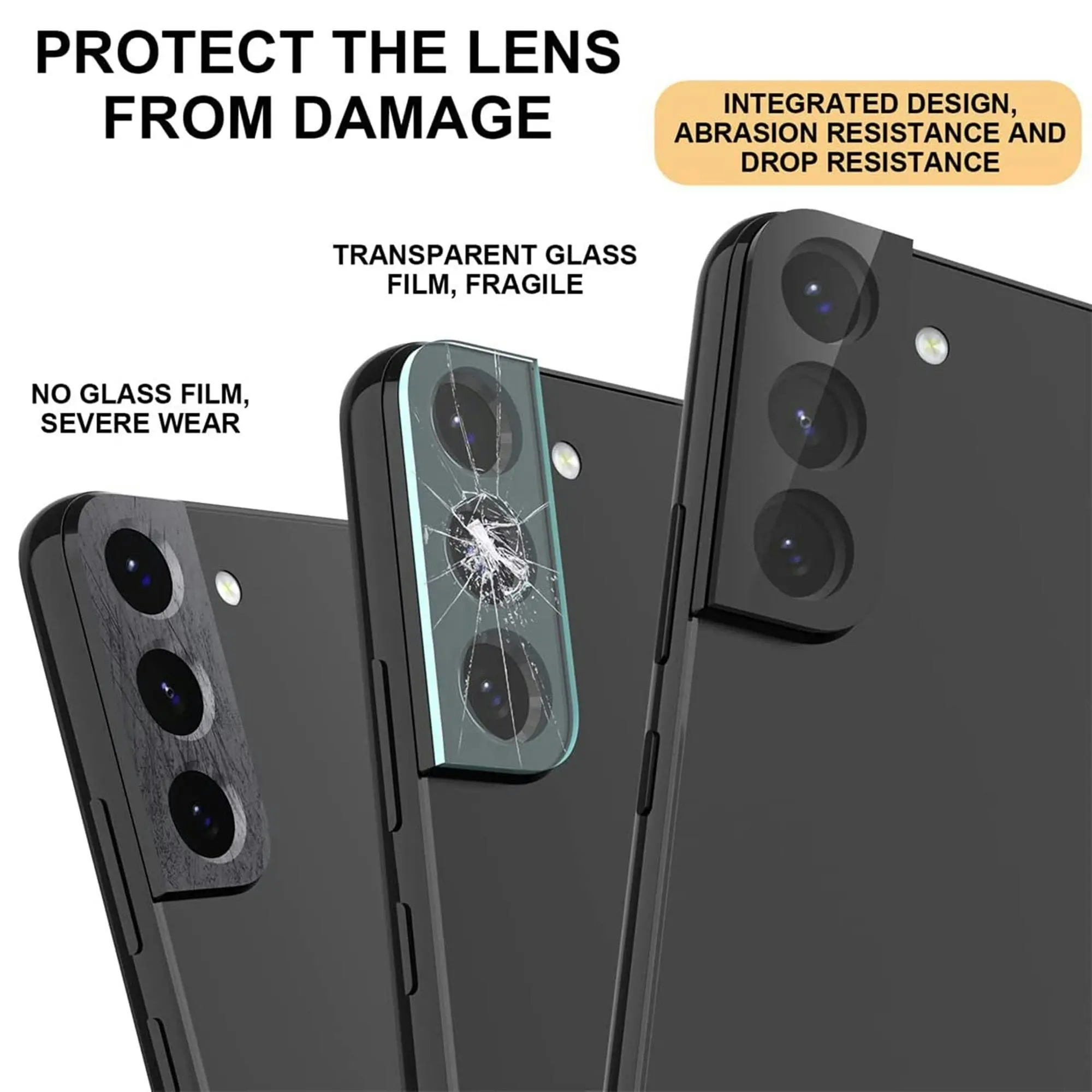 [2 Pack] MEZON Samsung Galaxy S22+ 5G Premium Full Coverage Camera Lens Tempered Glass – New Version, Black (S22+, Lens HD)