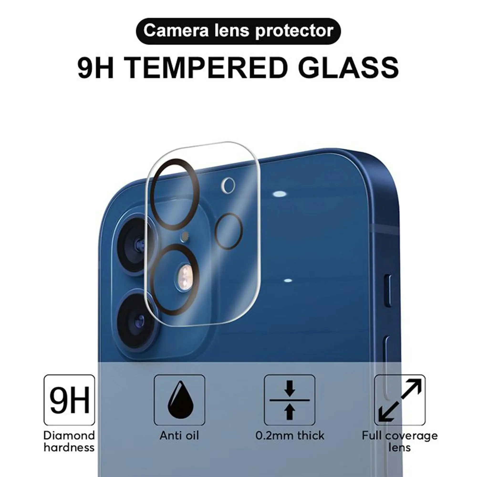 [2 Pack] MEZON Camera Lens Tempered Glass for iPhone 13 Mini (5.4") Premium Full Coverage – No Whitening from Flash