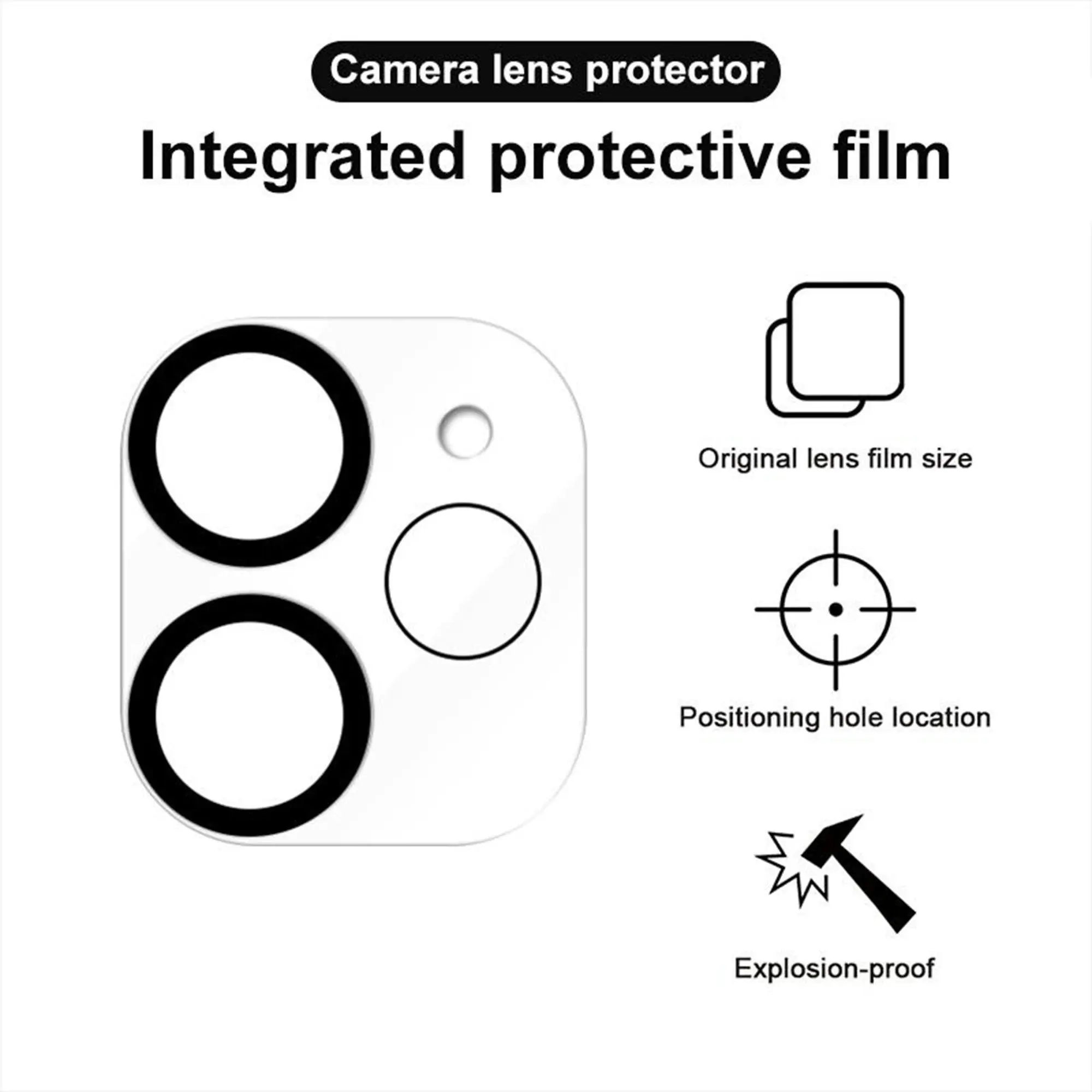 [2 Pack] MEZON Apple iPhone 12 (6.1") Premium Full Coverage Camera Lens Tempered Glass – No Whitening from Flash