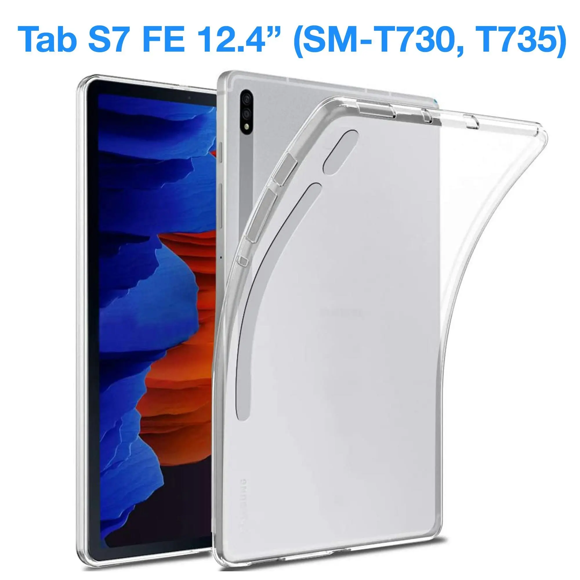 MEZON Samsung Galaxy Tab S7 FE 12.4" Ultra-Thin Transparent Clear TPU Gel Case (SM-T730, T735)