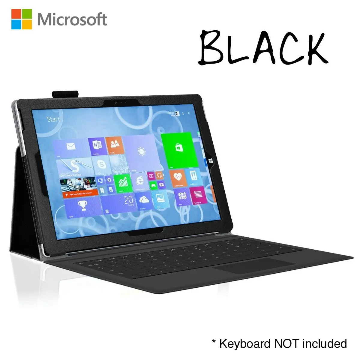 MEZON Microsoft Surface Pro 6 (12.3") Slim Folio Flip Case – Compatible with Type Cover Keyboard – Black