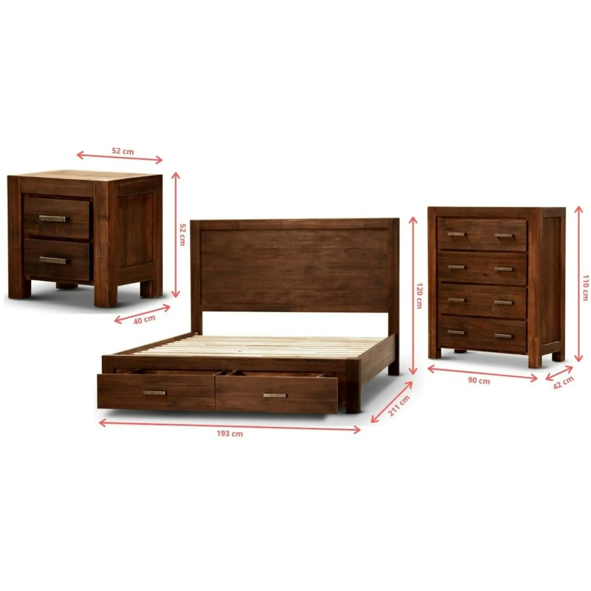 Comfortis 4pc Bed Bedside Tallboy Suite