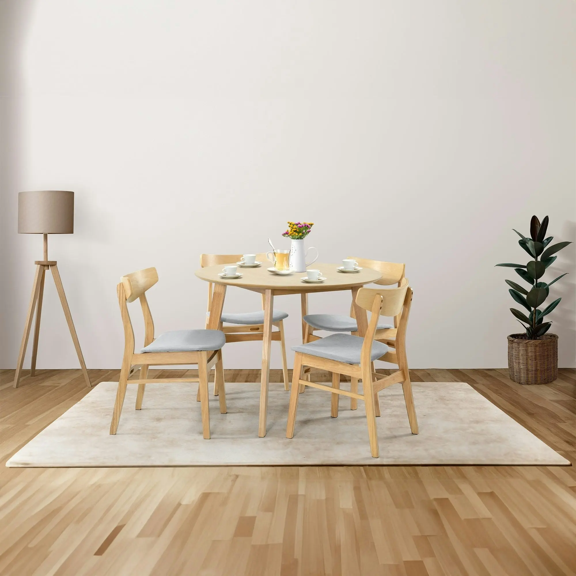 Cusco 5pc 100cm Round Dining Table Chair Set