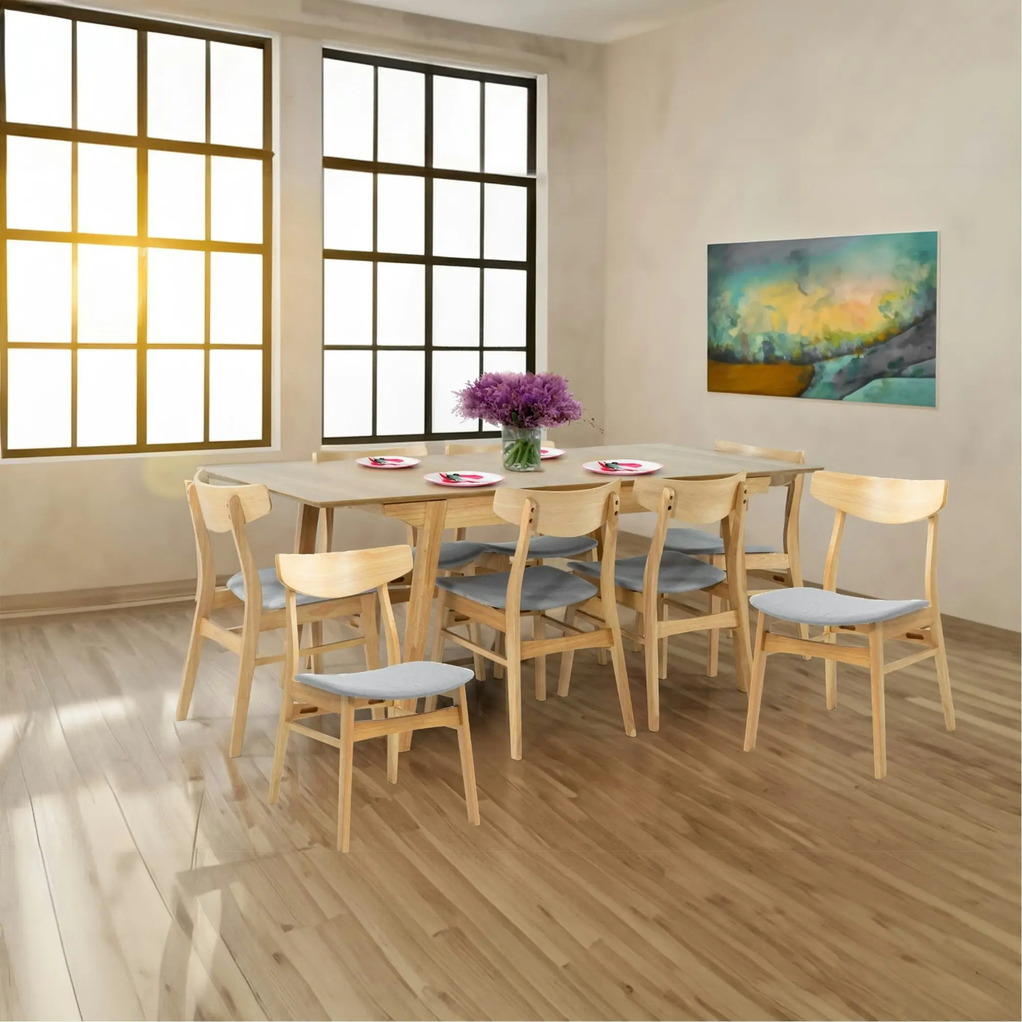 Cusco 9pc 150-190cm Extendable Dining Table Chair Set