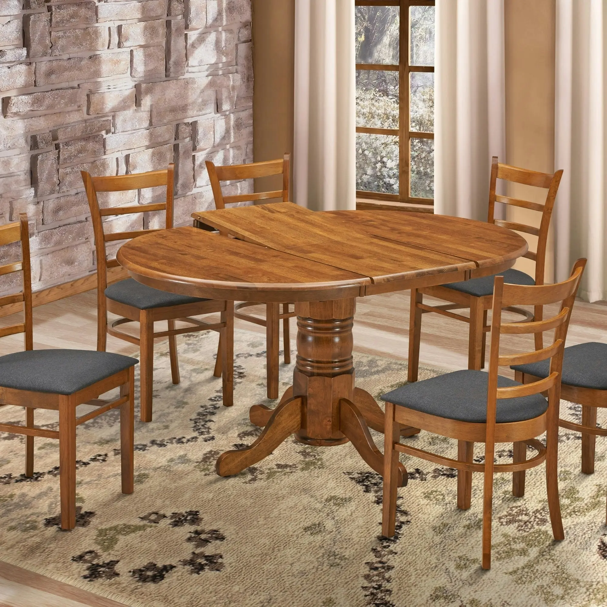 Linaria 7pc Extendable Round Dining Table Chair Set