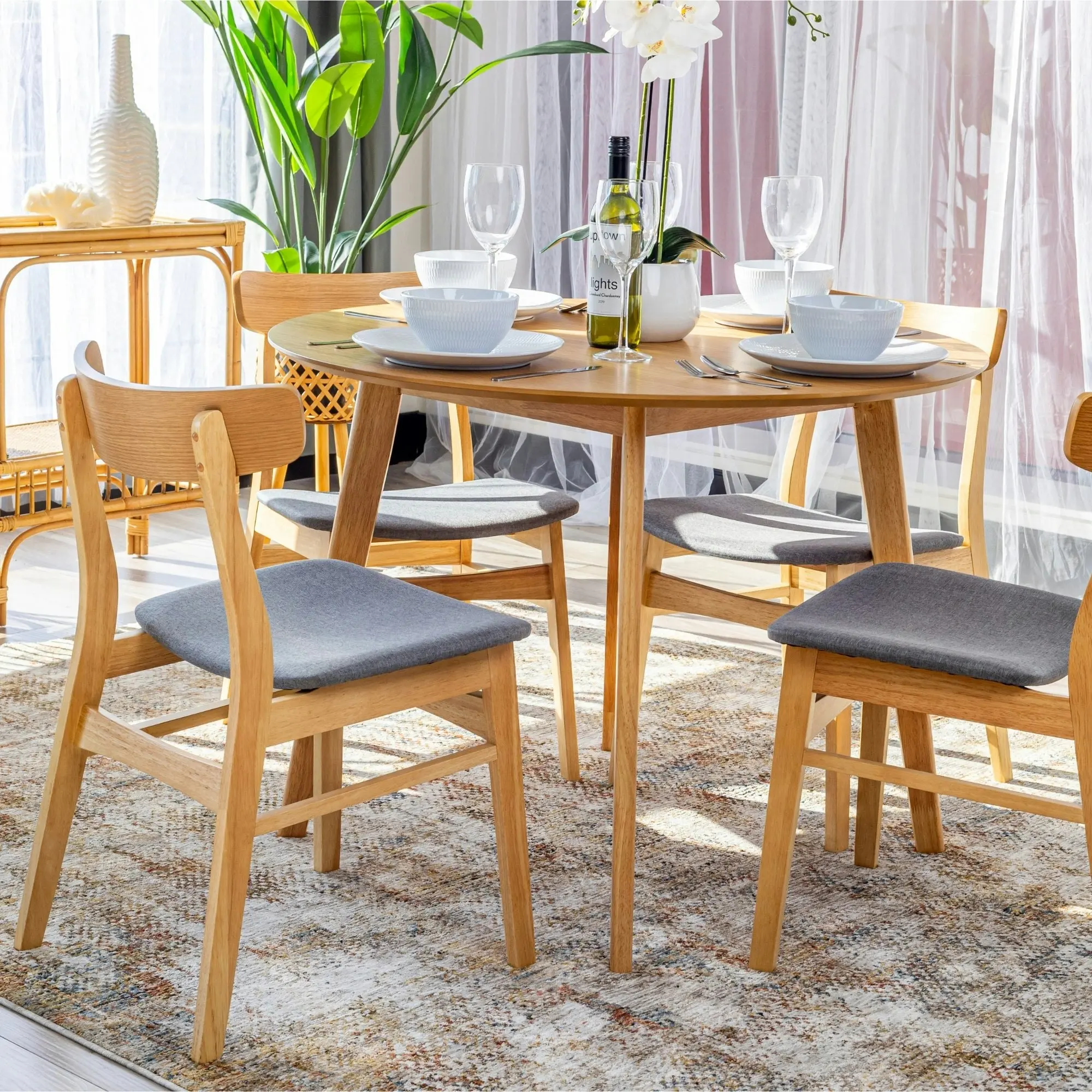 Oscar 5pc 100cm Round Dining Table Chair Set