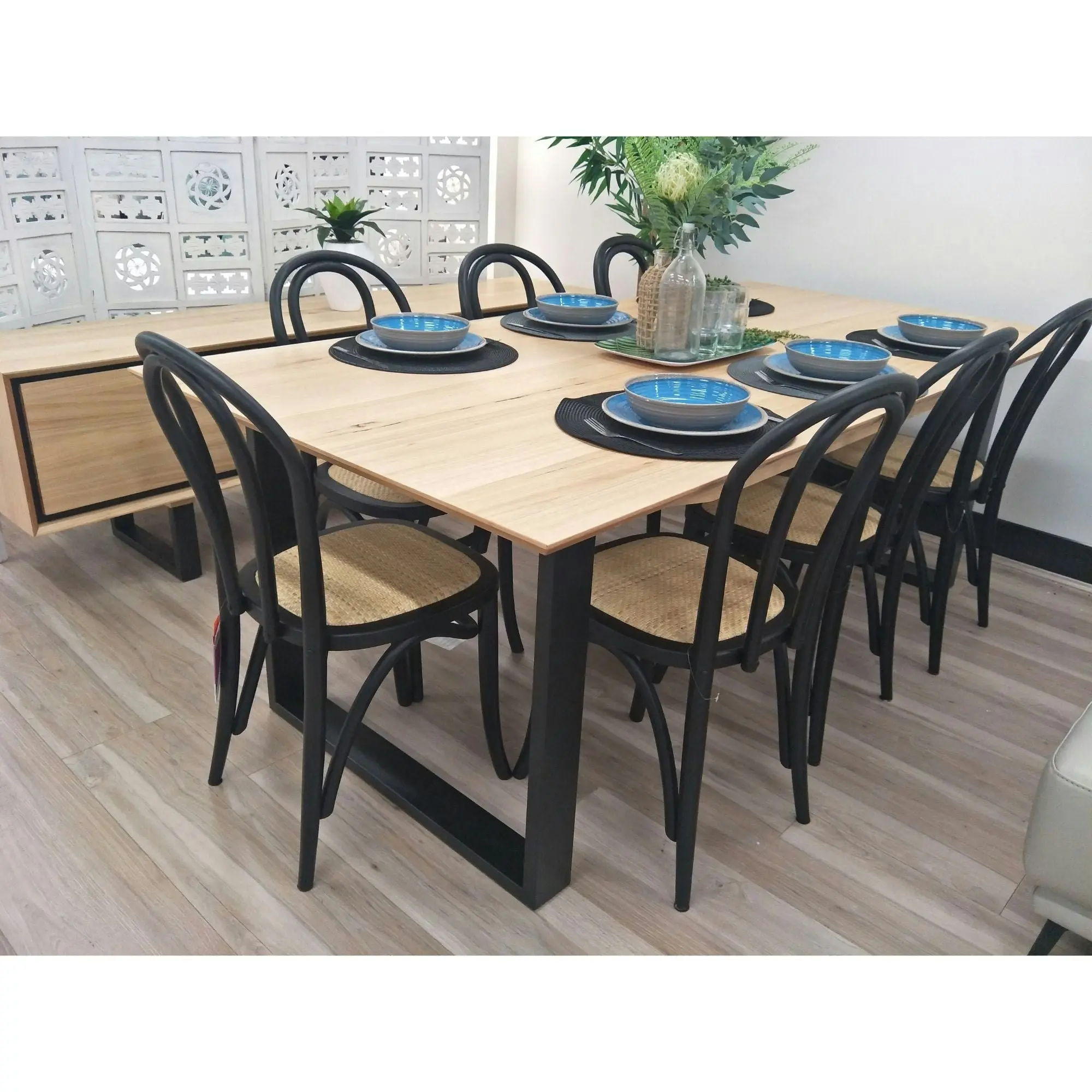 Aconite 9pc 210cm Dining Table Arched Chair Set