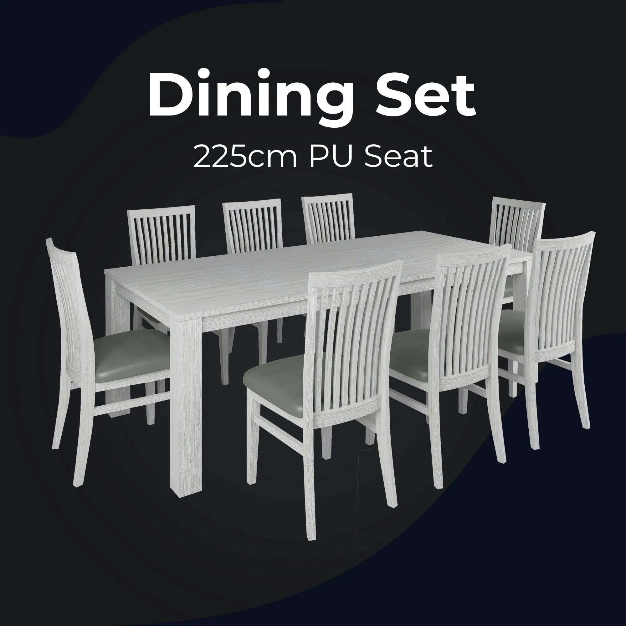 Foxglove 9pc 225cm Dining Table Chair Set