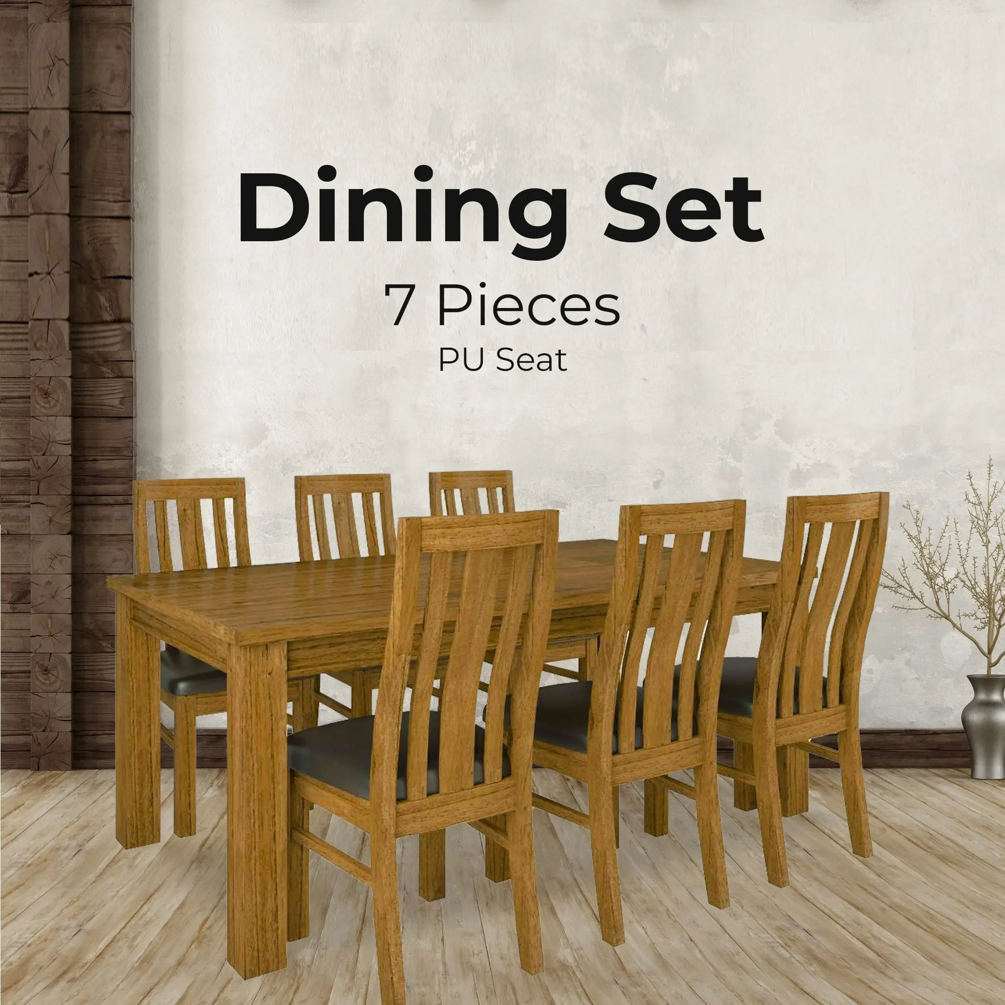 Birdsville 7pc 190cm Dining Table Chair Set