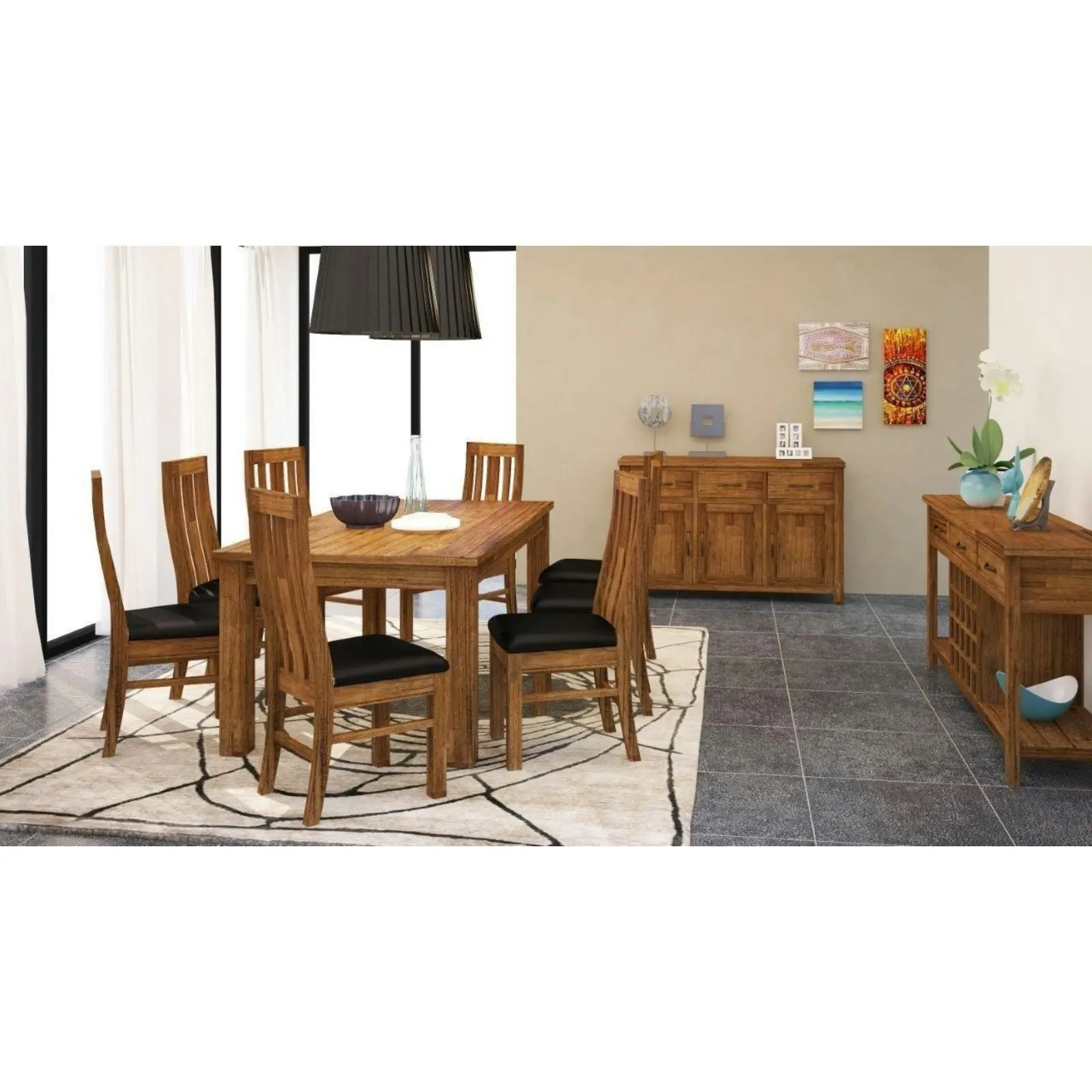 Birdsville 7pc 190cm Dining Table Chair Set