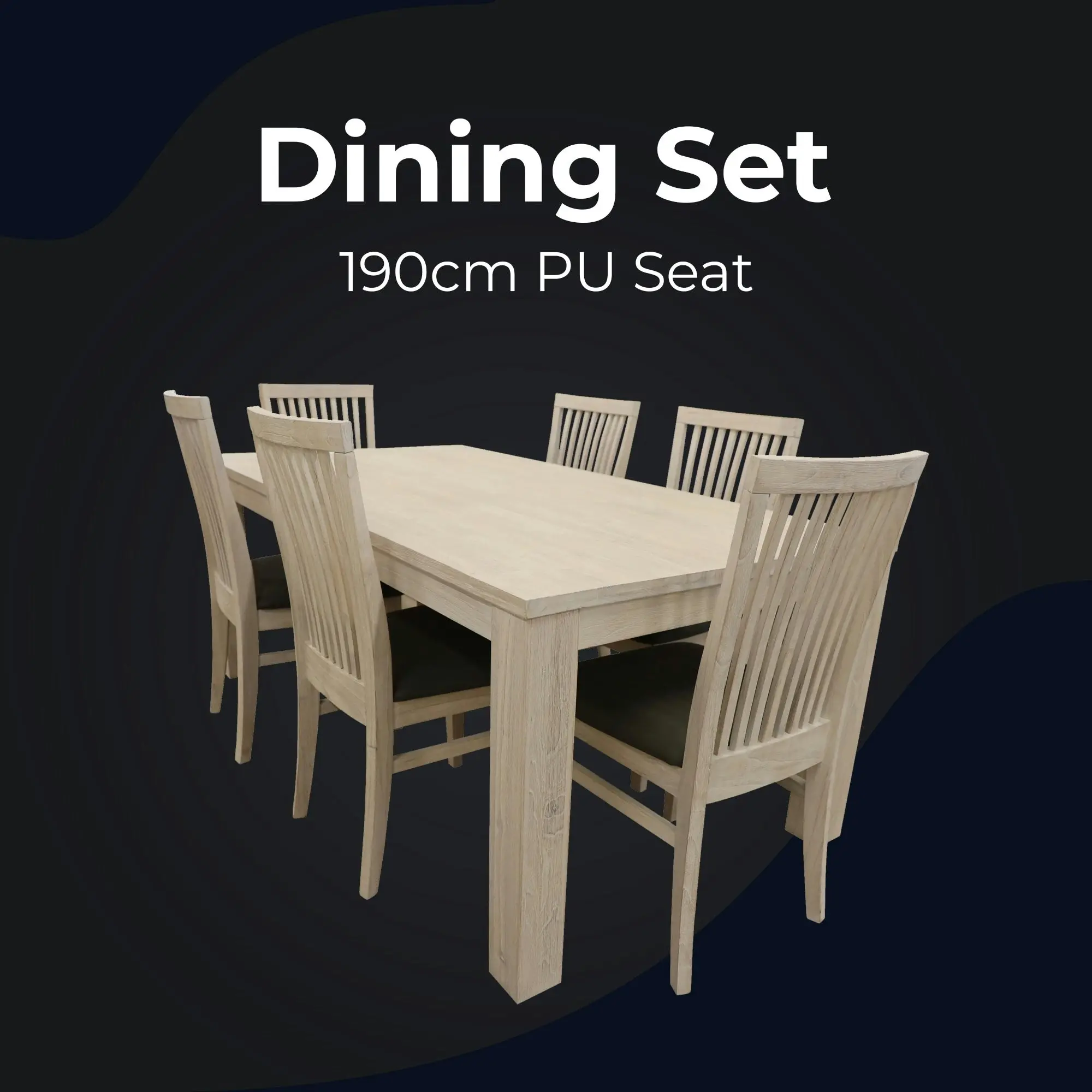 Foxglove 7pc 190cm Dining Table Chair Set