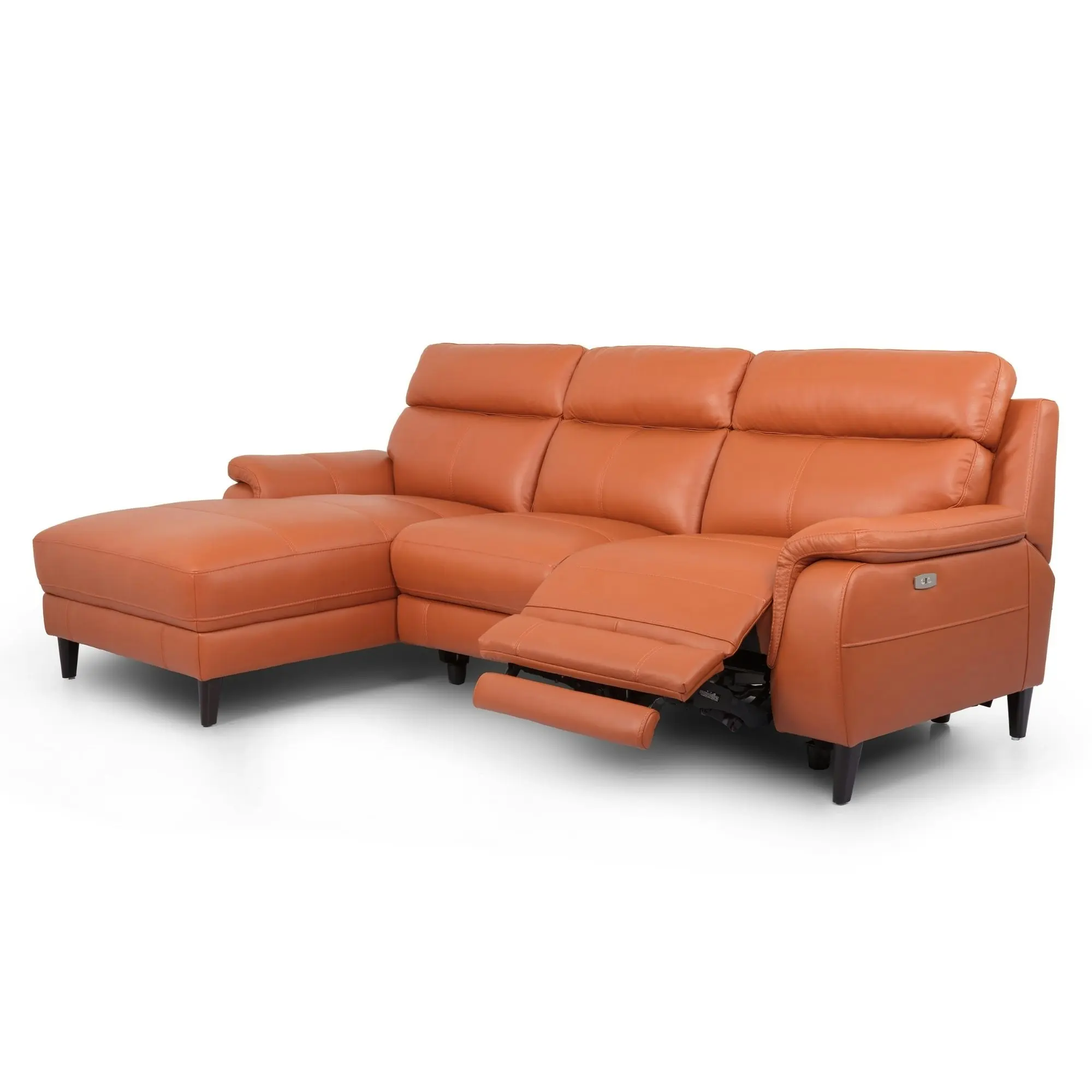 Ella 3 Seater Leather Electric Recliner Chaise Sofa