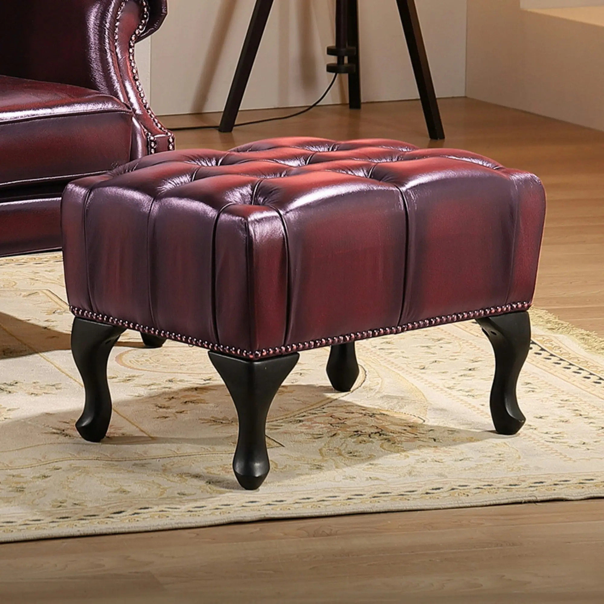 Max Chesterfield Leather Ottoman