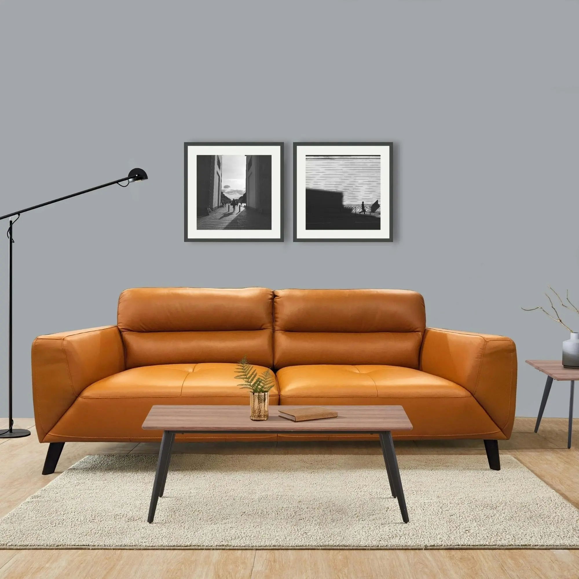 Downy  2+3 Seater Leather Sofa Set Tangerine