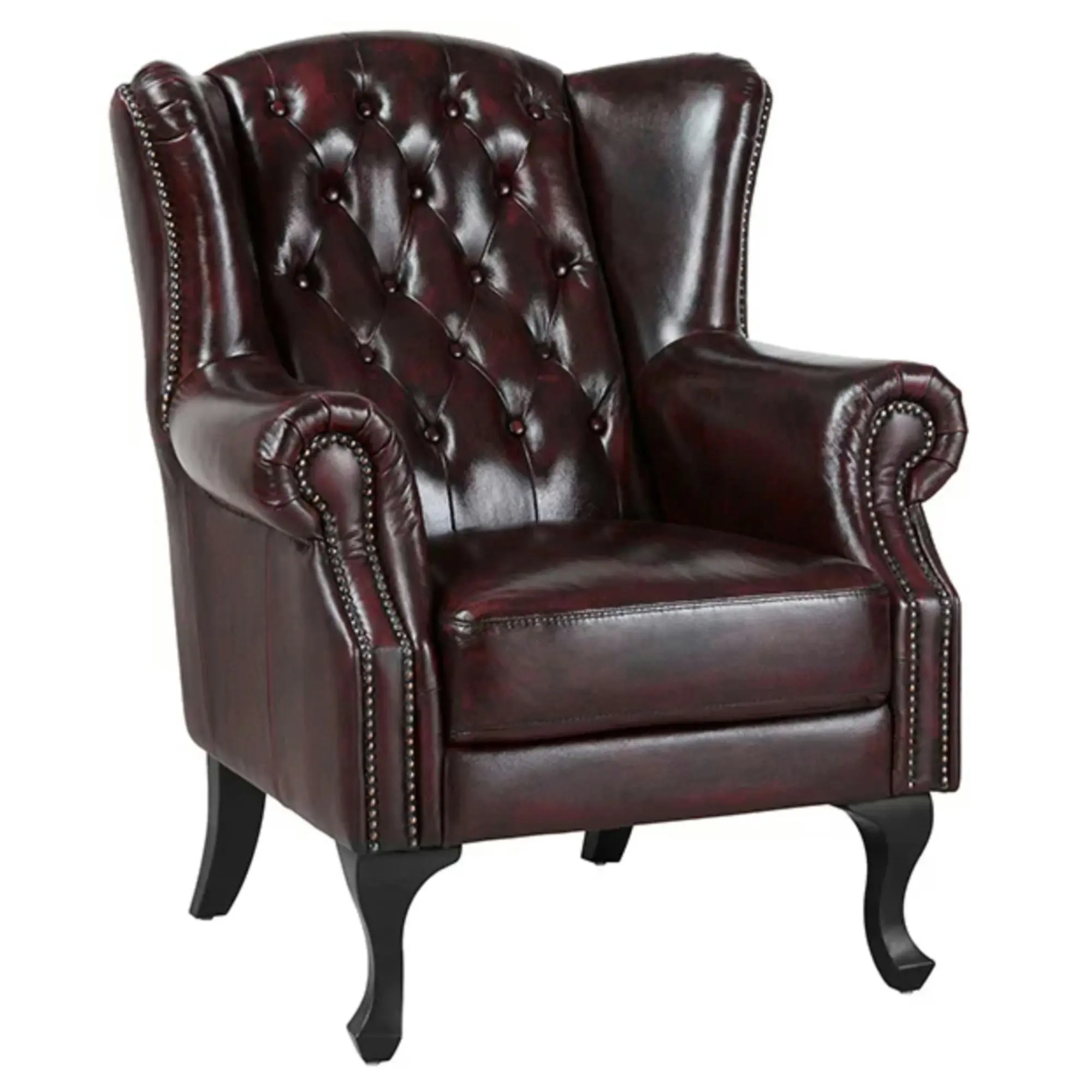 Max Chesterfield Leather Armchair Ottoman