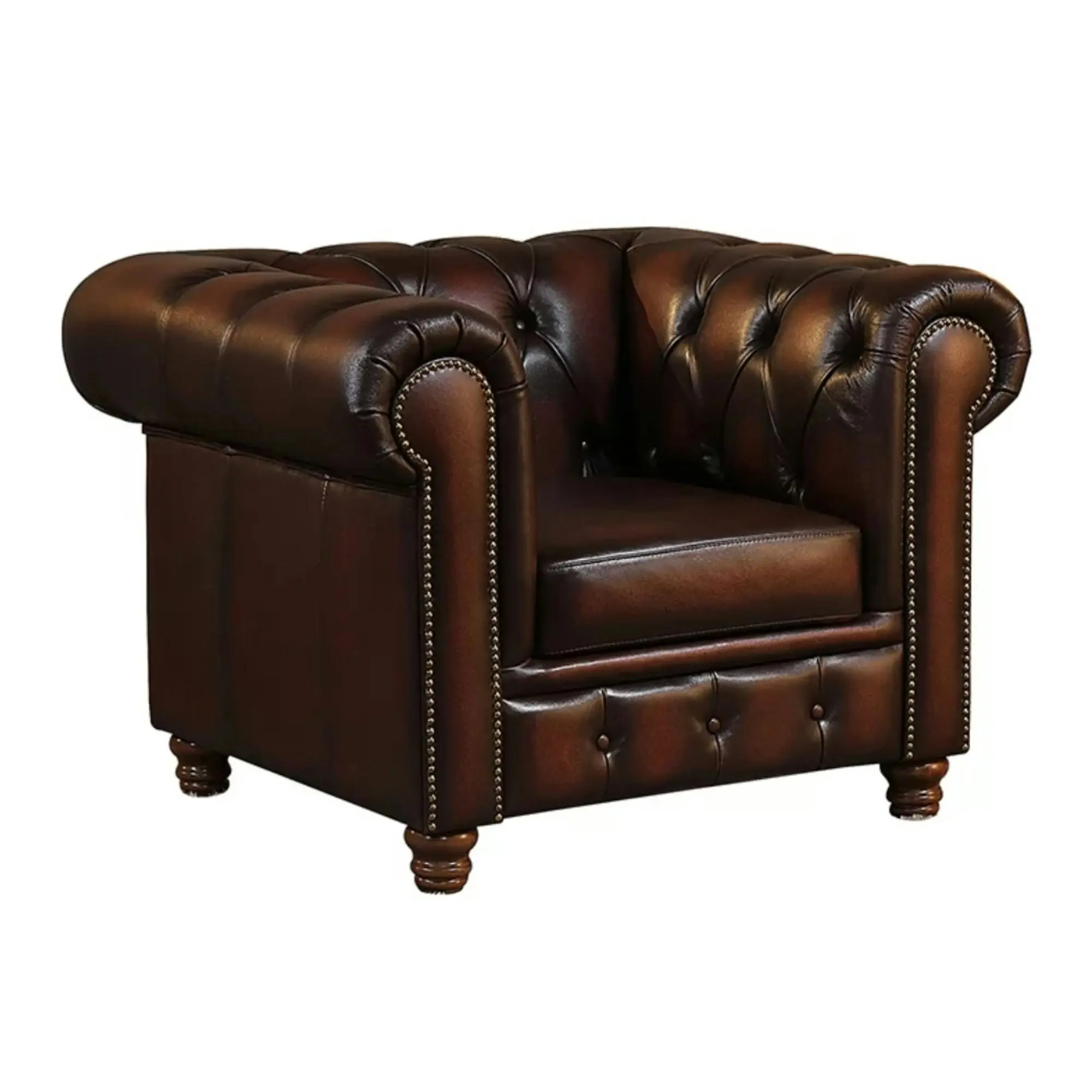 Max Chesterfield Leather Armchair Ottoman