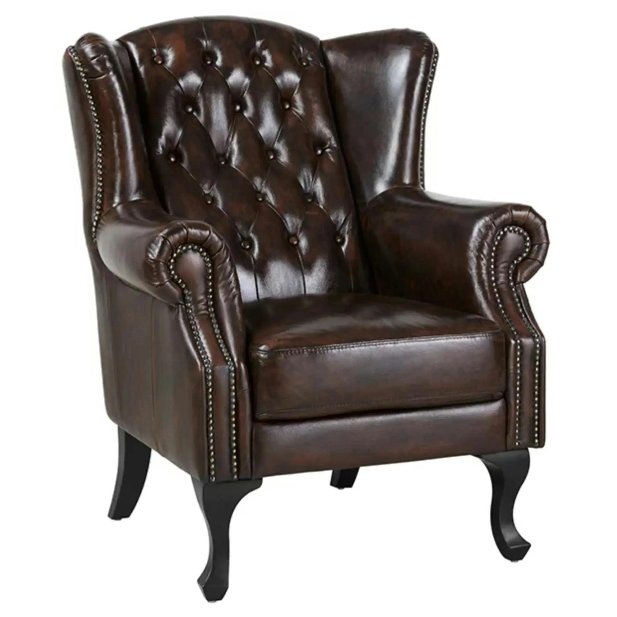 Max Chesterfield Leather Armchair Ottoman