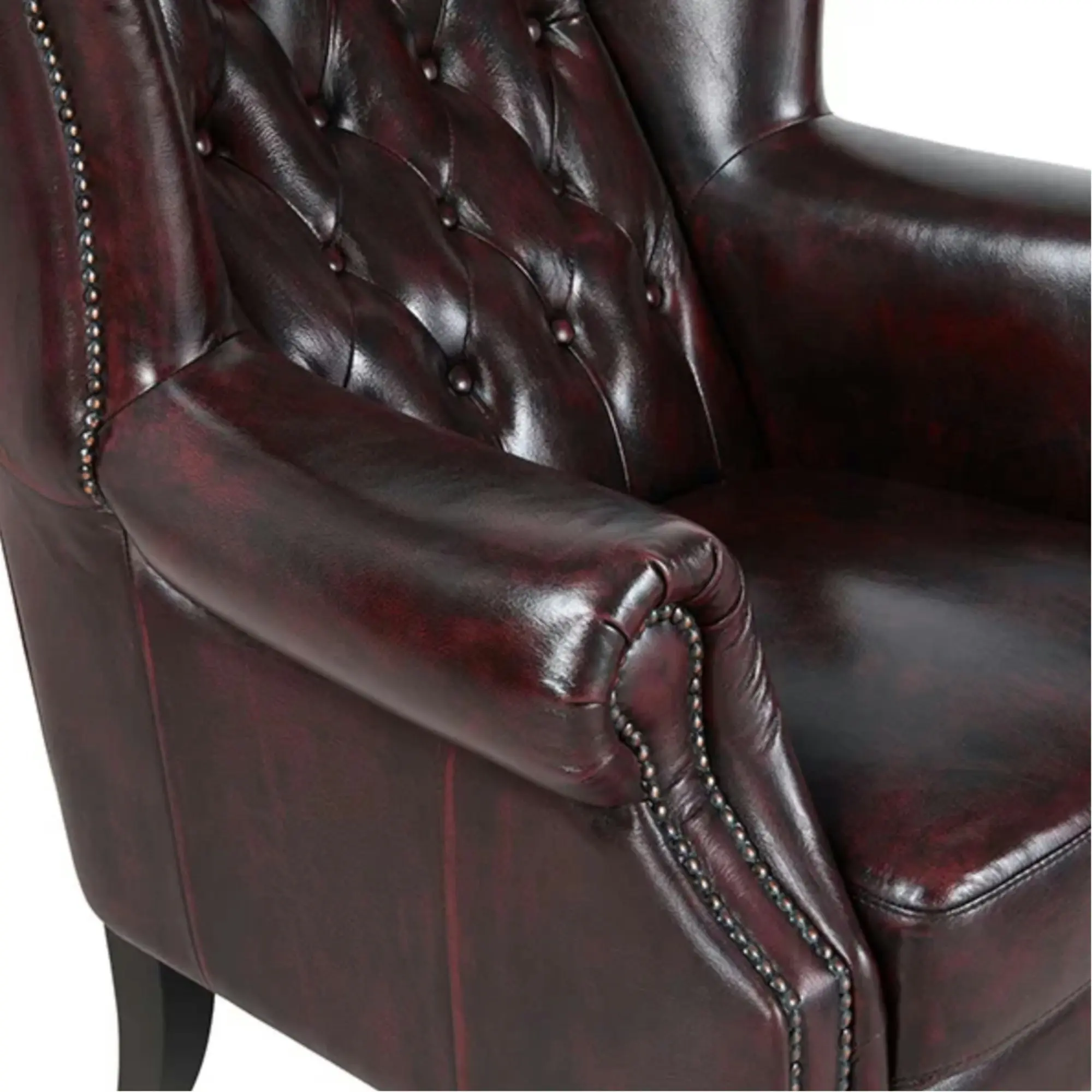 Max Chesterfield Leather Armchair Ottoman