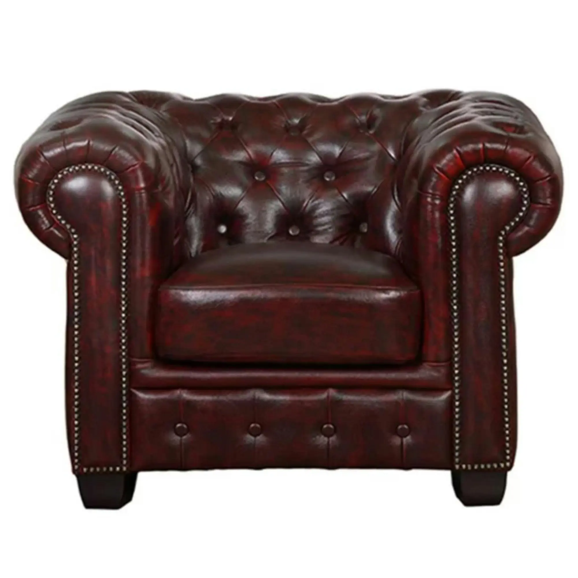 Max Chesterfield Leather Armchair Ottoman