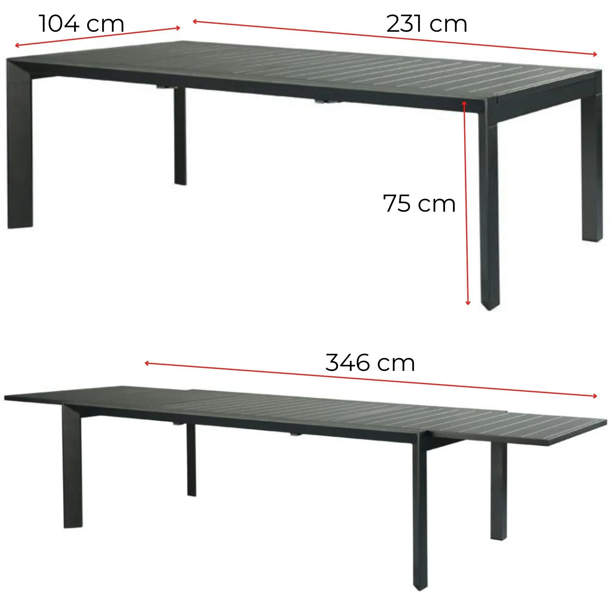 Iberia 230-345cm Outdoor Extensible Dining Table