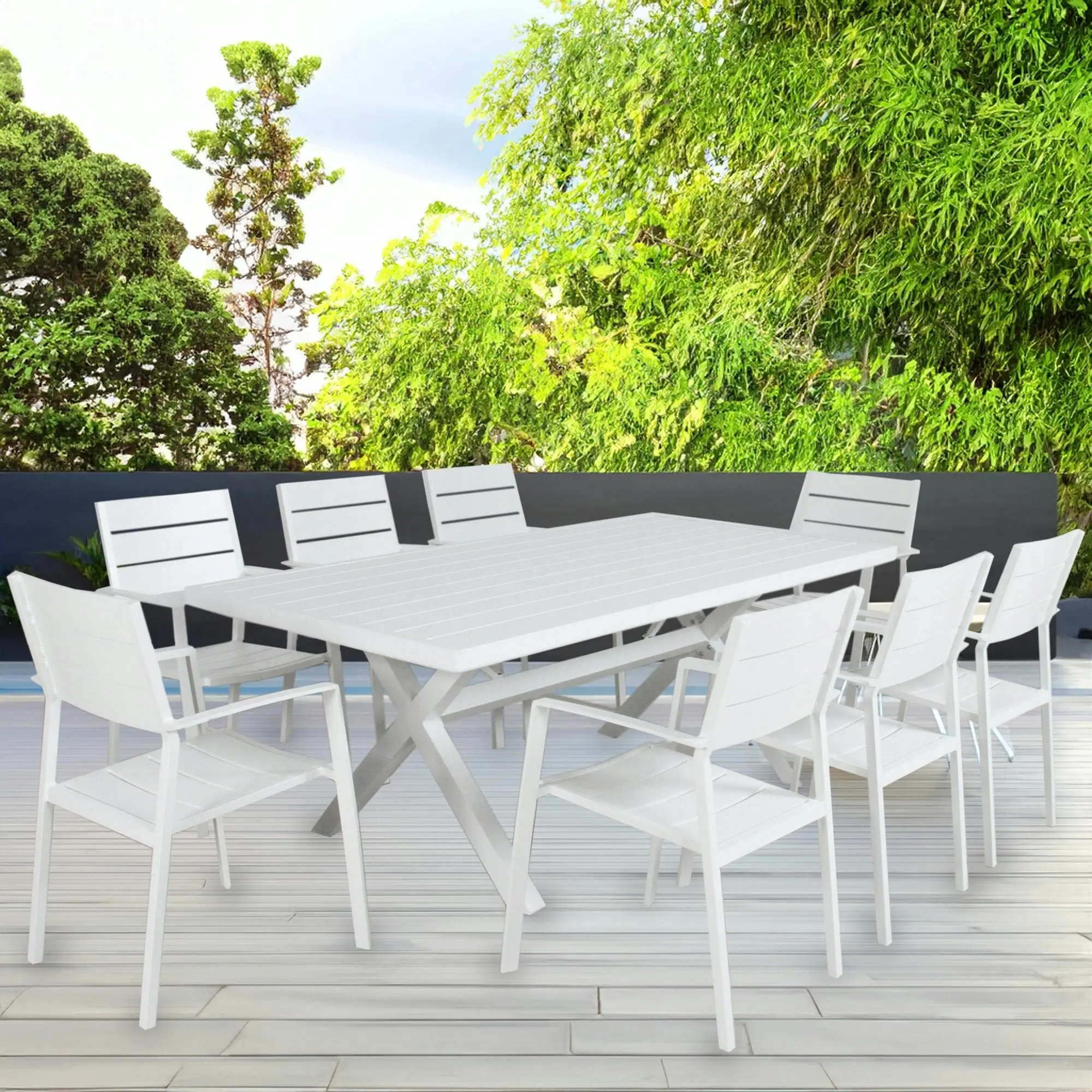 Percy 9pc Set 200cm Outdoor Dining Table Chair