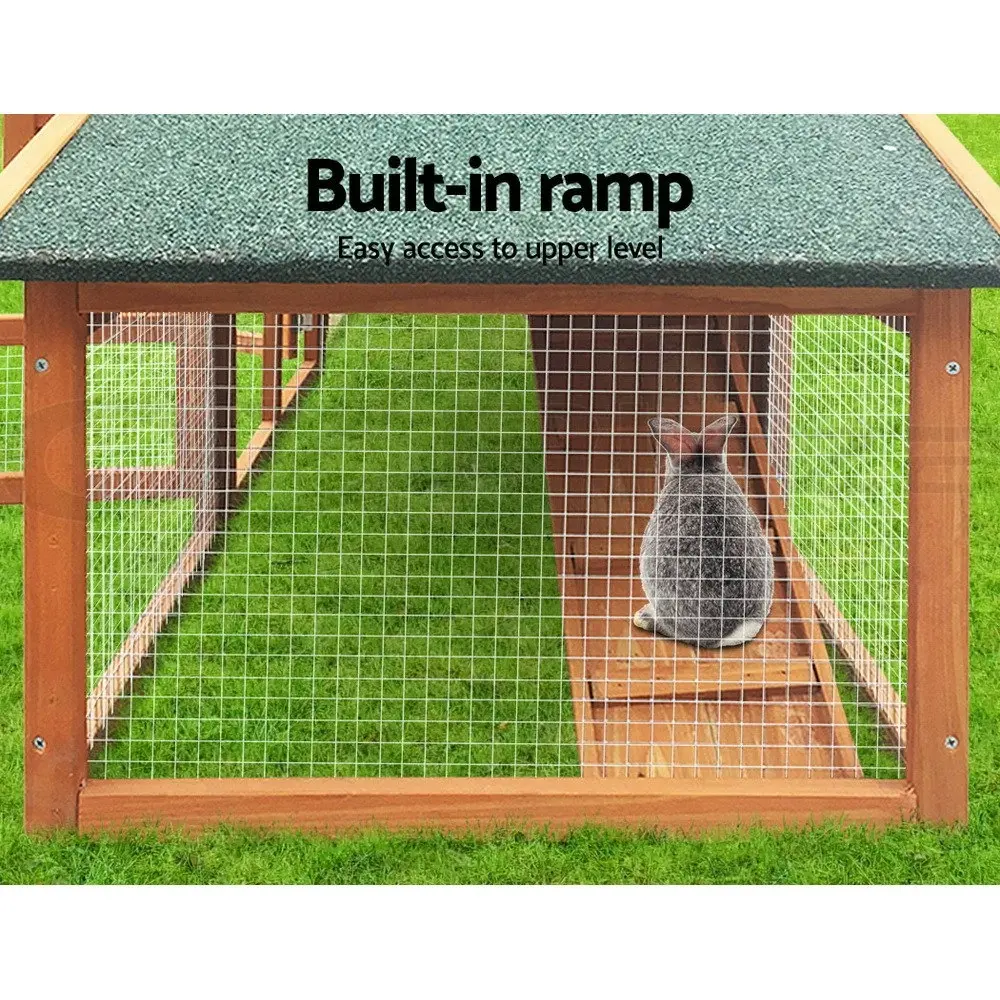 i.Pet Wooden Rabbit Hutch Chicken Coop 169cm x 52cm x 72cm