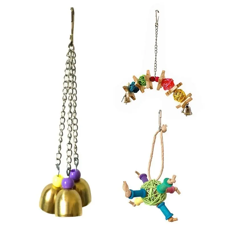 Value buy 6pc combo bird toys, swing, ring, bell + chew toys