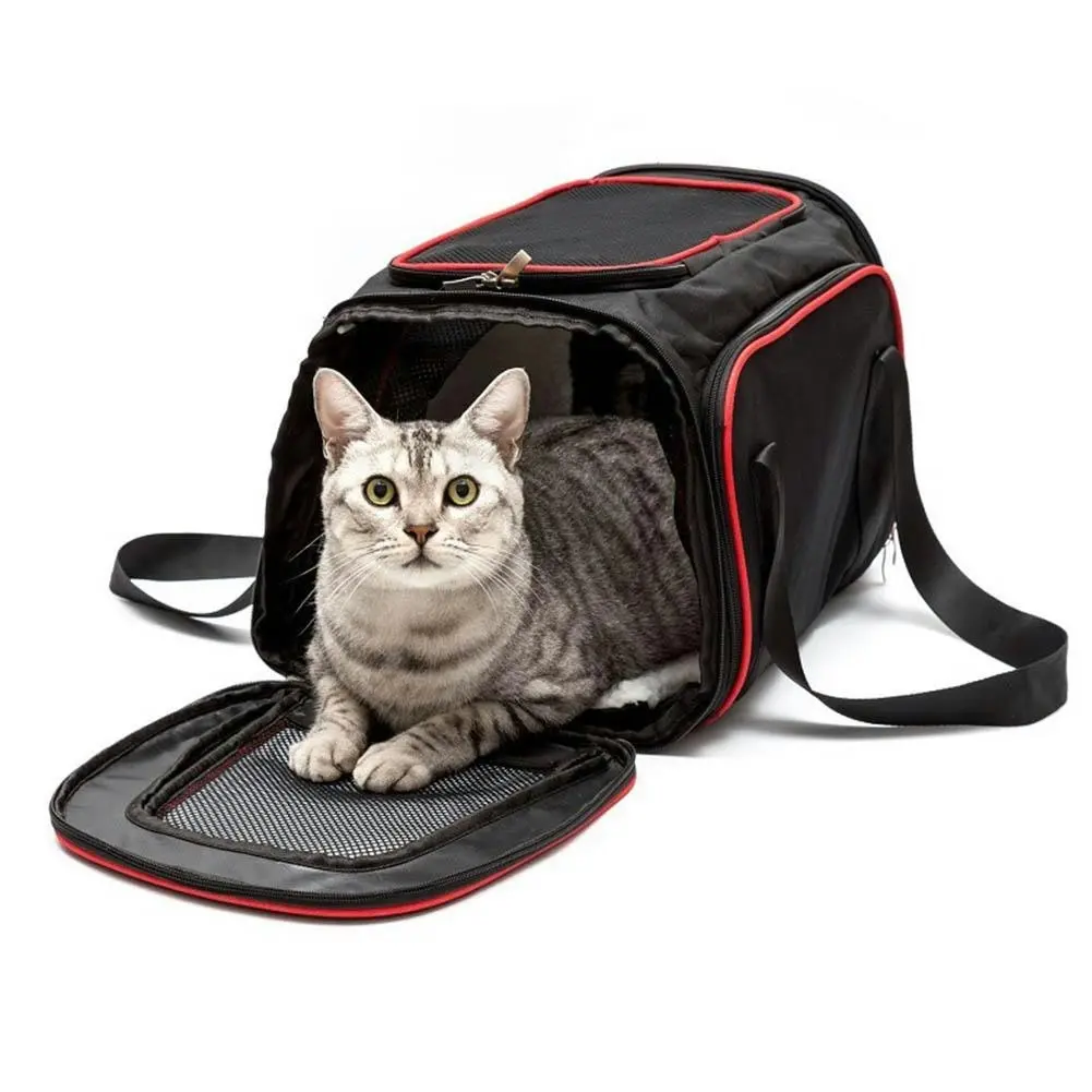 Expandable 3 Way Portable Pet Carrier Travel Bag & Wool Mat Set