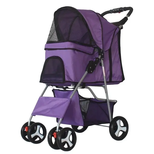 Foldable Pet Dog Carrier Stroller with Rain Proof Cover, 3 colors