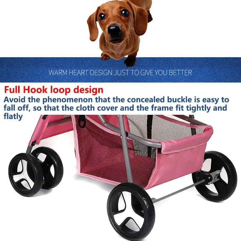 Foldable Pet Dog Carrier Stroller with Rain Proof Cover, 3 colors