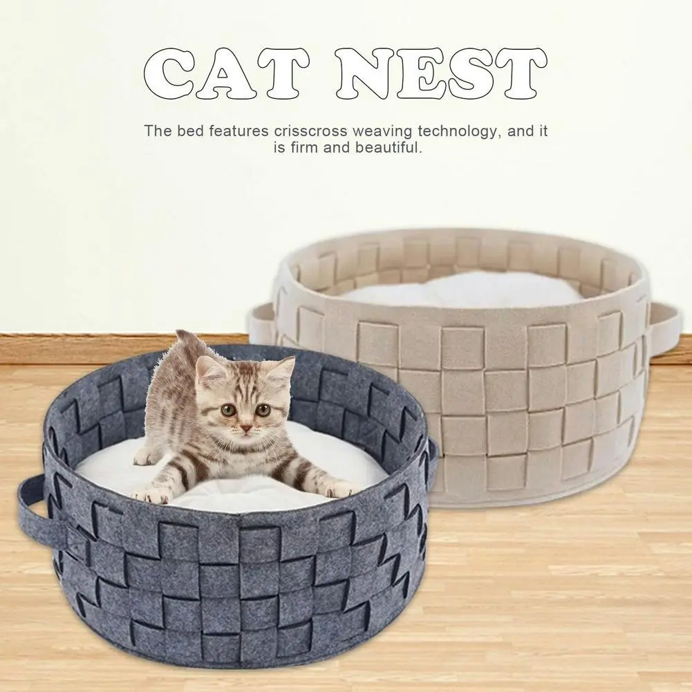 Soft Round Cat Kitten Puppy Cushion Nest Bed 40cm