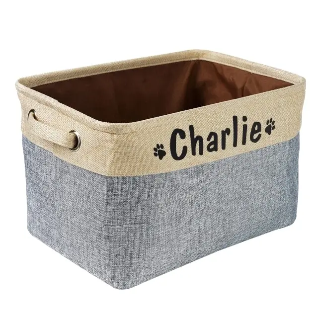 Personalized Canvas Dog Toy Storage Basket 5 colours