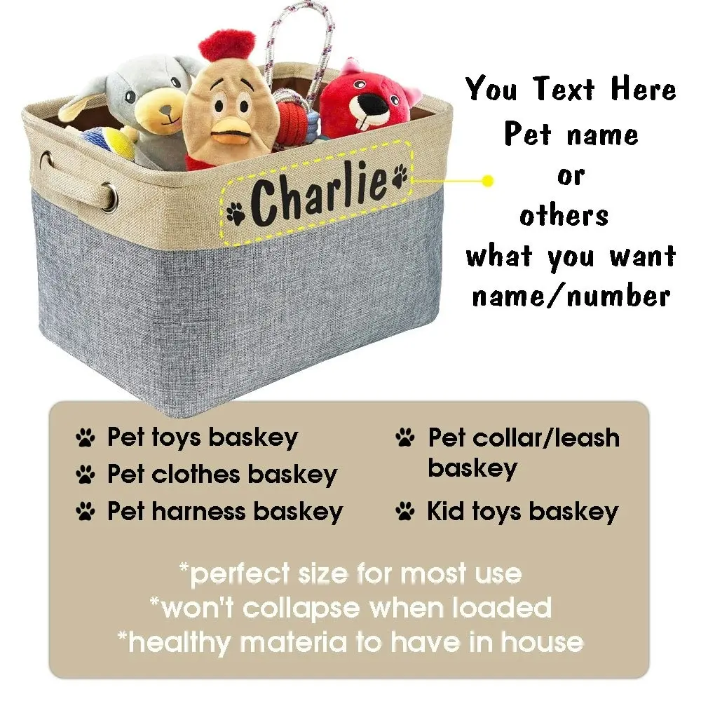 Personalized Canvas Dog Toy Storage Basket 5 colours