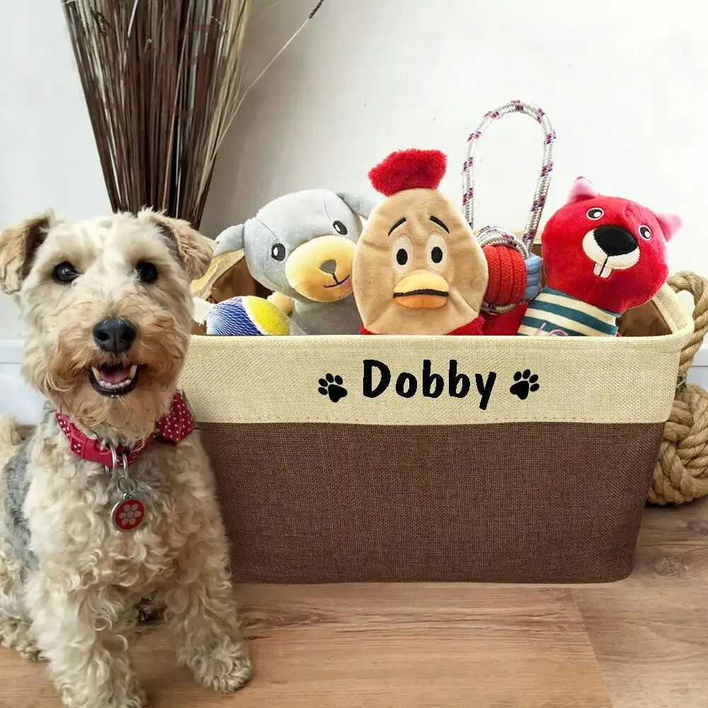 Personalized Canvas Dog Toy Storage Basket 5 colours