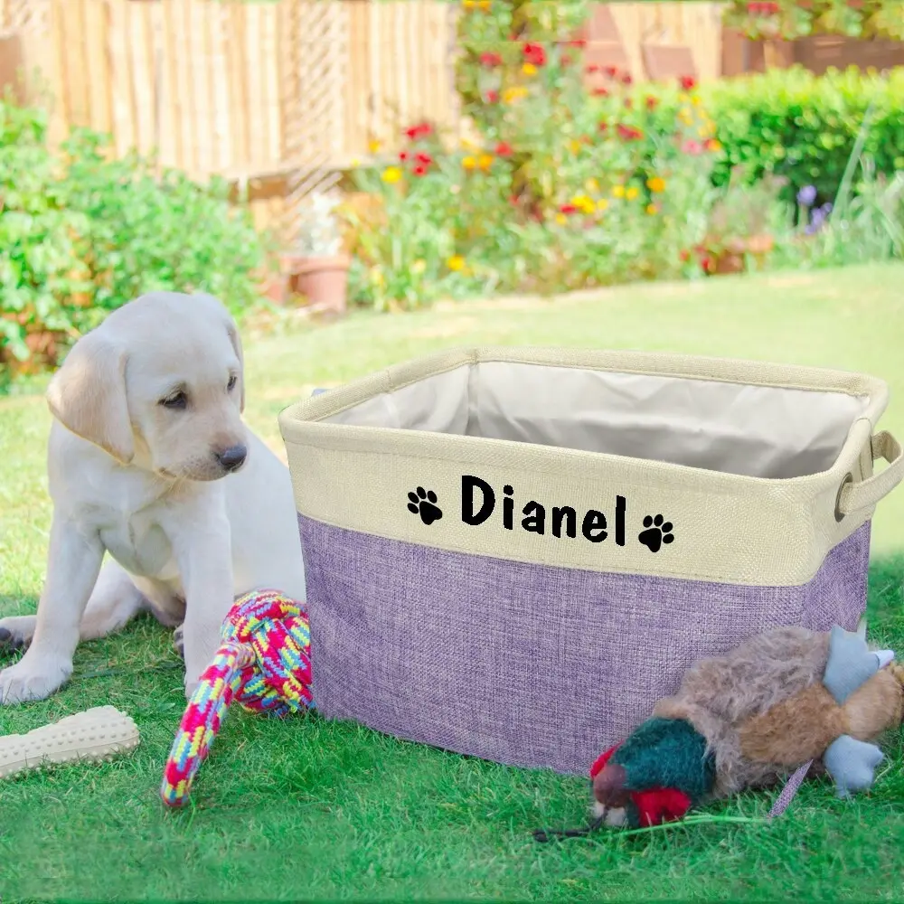 Personalized Canvas Dog Toy Storage Basket 5 colours