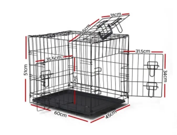 i.Pet Pet Dog or Cat Crate Cage – Black, 4 sizes S,M,L,XL