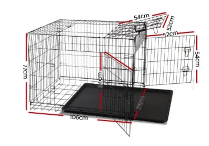 i.Pet Pet Dog or Cat Crate Cage – Black, 4 sizes S,M,L,XL