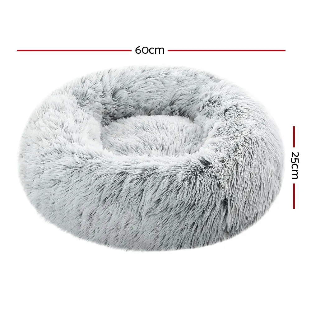 Plush Calming Dog Cat Round Pet Bed, S-XL, 6 colours