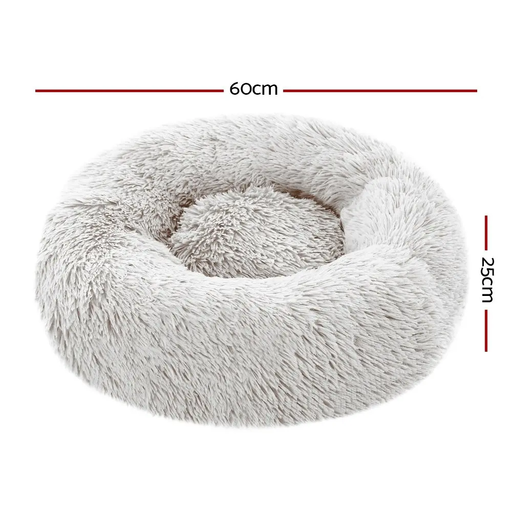 Plush Calming Dog Cat Round Pet Bed, S-XL, 6 colours